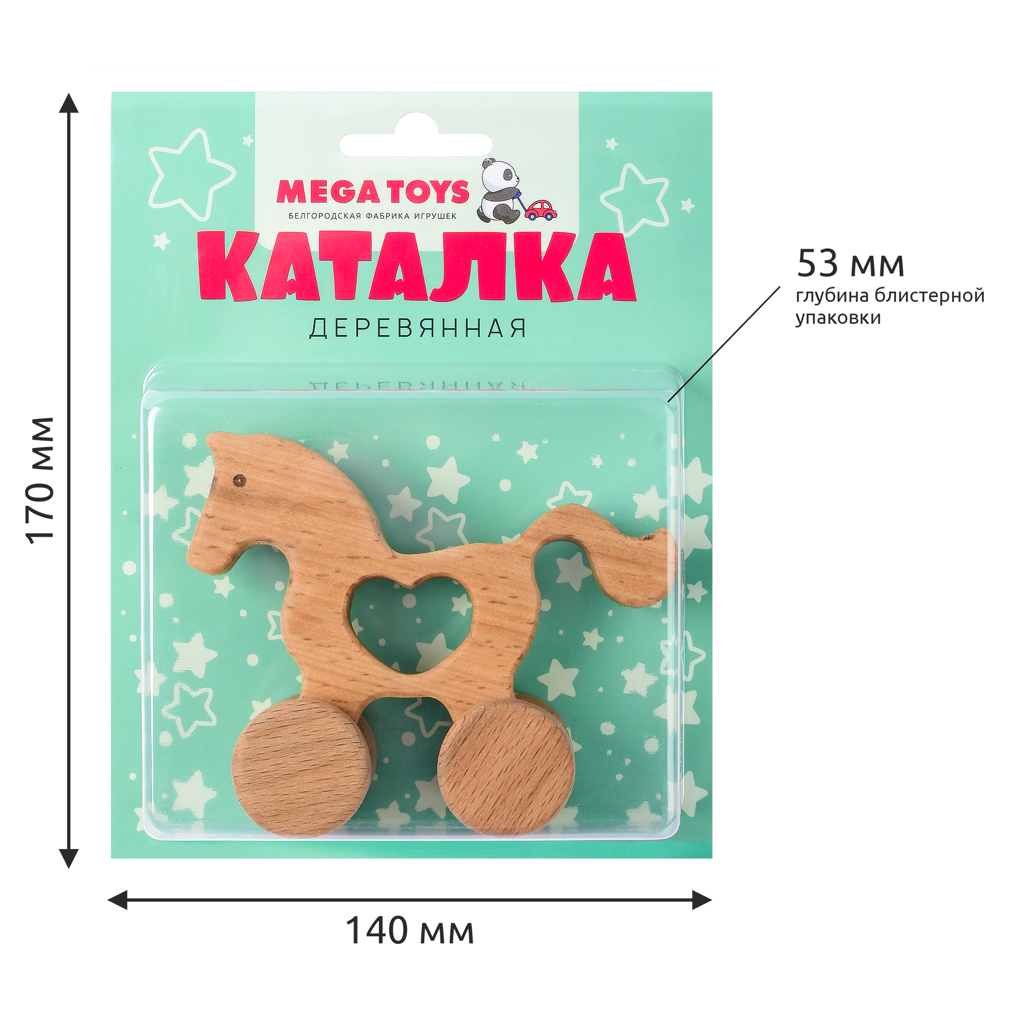 Деревянная игрушка-каталка MEGA TOYS 15565 Лошадка