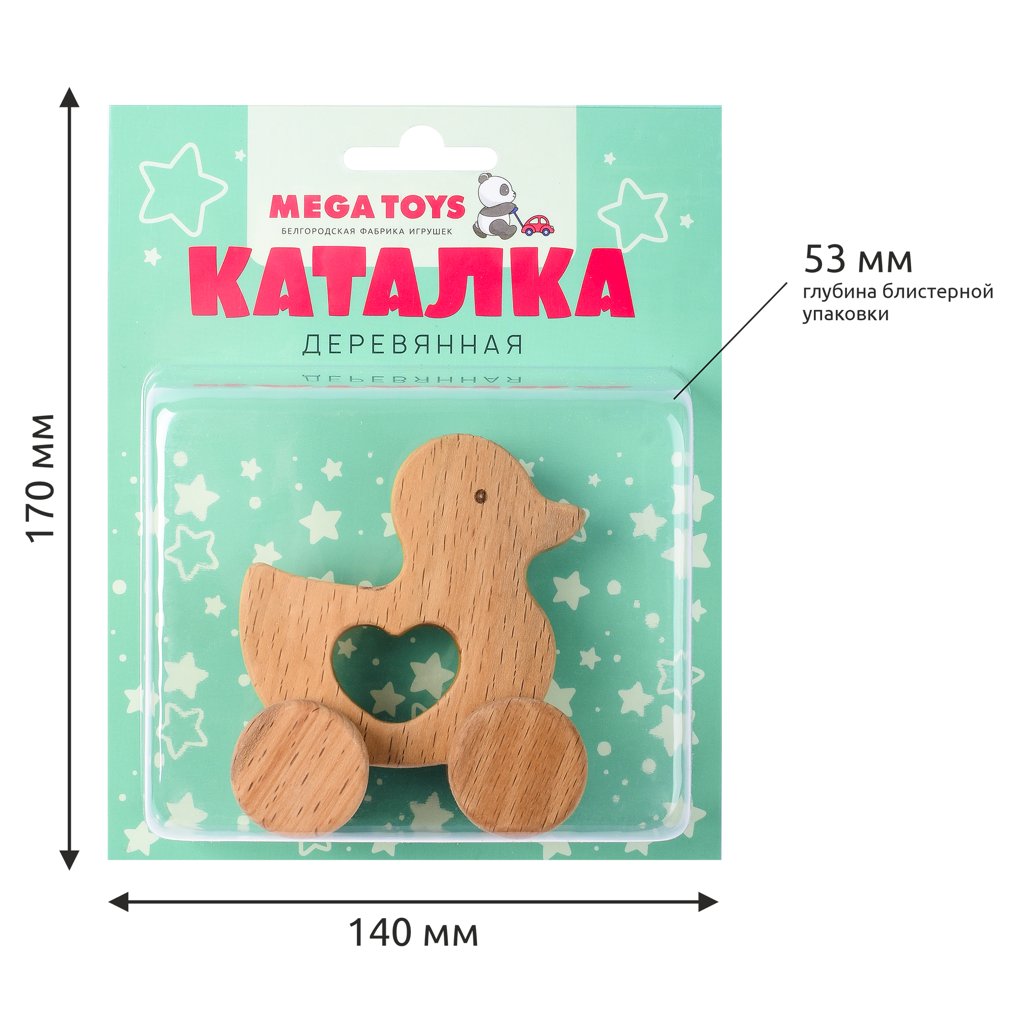 Деревянная игрушка-каталка MEGA TOYS 15543 Уточка