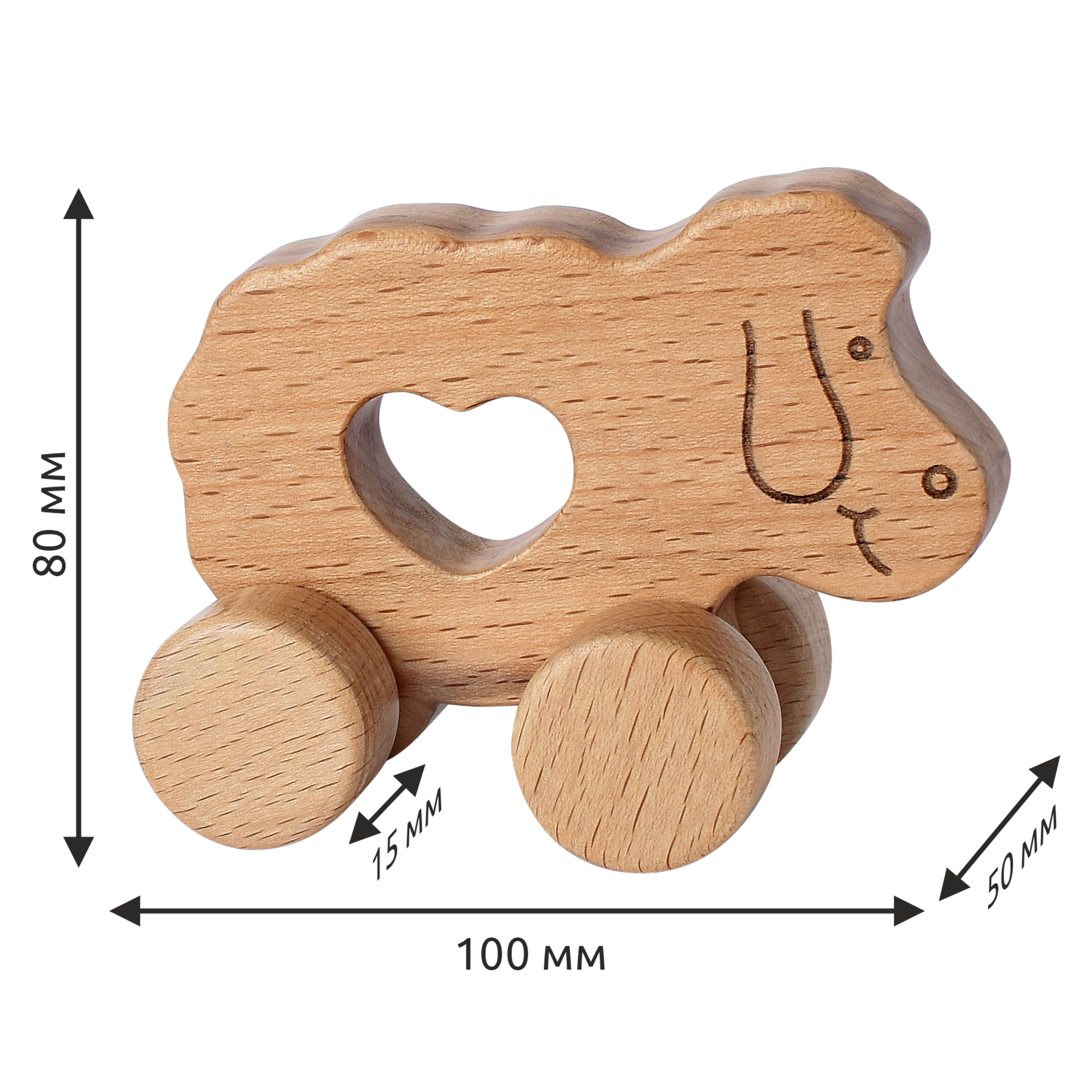 Деревянная игрушка-каталка MEGA TOYS 15521 Барашек