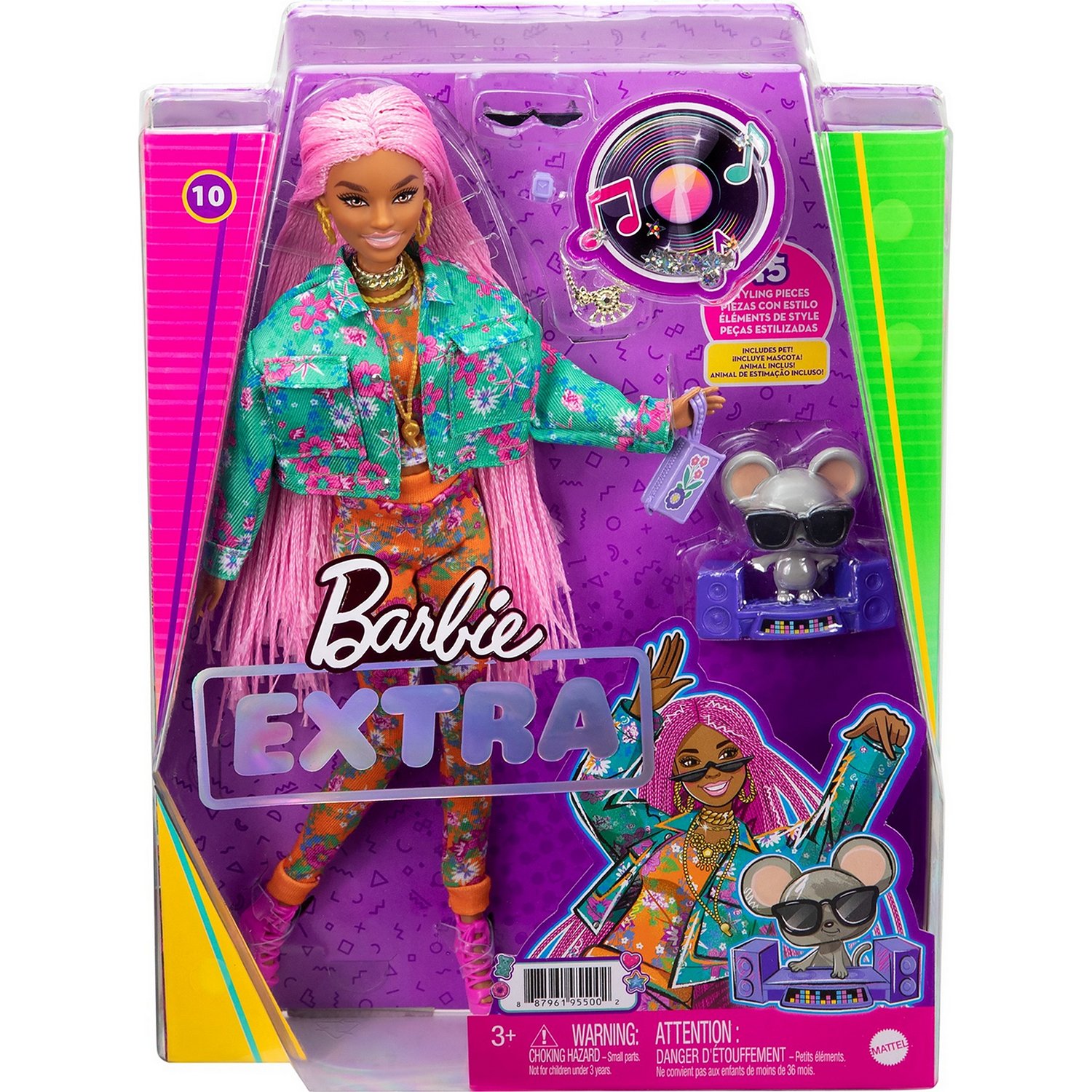 Кукла Barbie GXF09 Экстра 10 с розовыми косичками